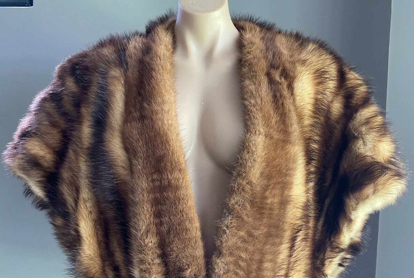 Vintage PELLICCERIA CRISTINA FUR COAT Gillet Jacket  Size 18 Rabbit Fox? Shawl