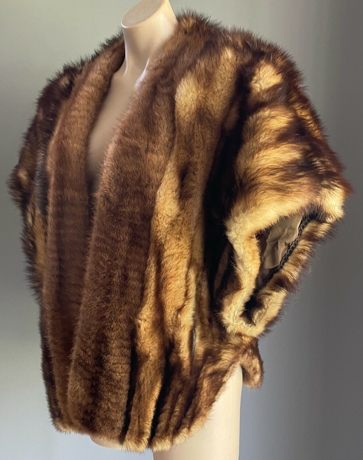 Vintage PELLICCERIA CRISTINA FUR COAT Gillet Jacket  Size 18 Rabbit Fox? Shawl