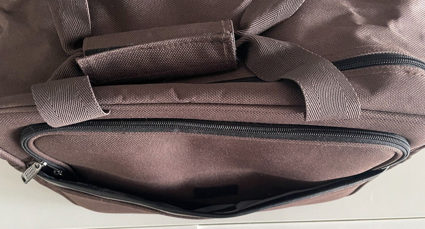 Retro AIRPORT Brown Black Trim Polyester Carry On/Travel Shoulder Strap/Handles