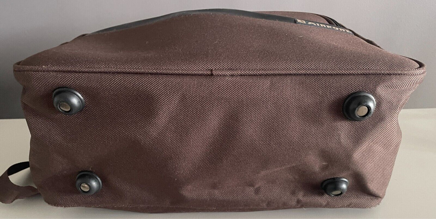 Retro AIRPORT Brown Black Trim Polyester Carry On/Travel Shoulder Strap/Handles