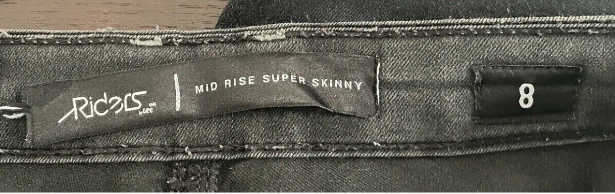 RIDERS by LEE Jeans Mid Rise Super Skinny Leg Black Denim Jeans Ladies Size 8