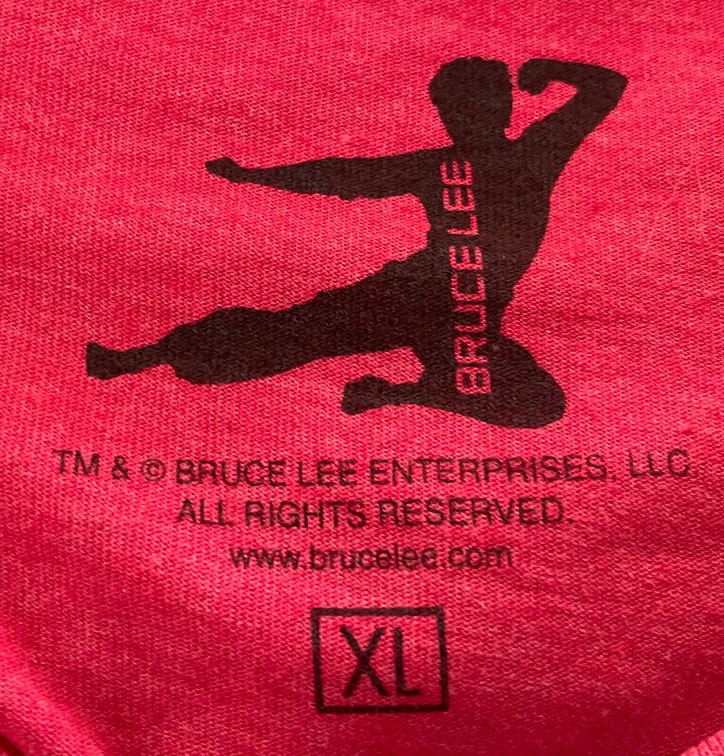 Mens BRUCE LEE T Shirt Burgundy Marl Flying Kick  Tee Sz XL 115cm Chest NEW