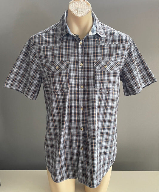 Mens LEE COOPER Shirt Short Sleeve Check Size M Button Front Regular Fit Cotton