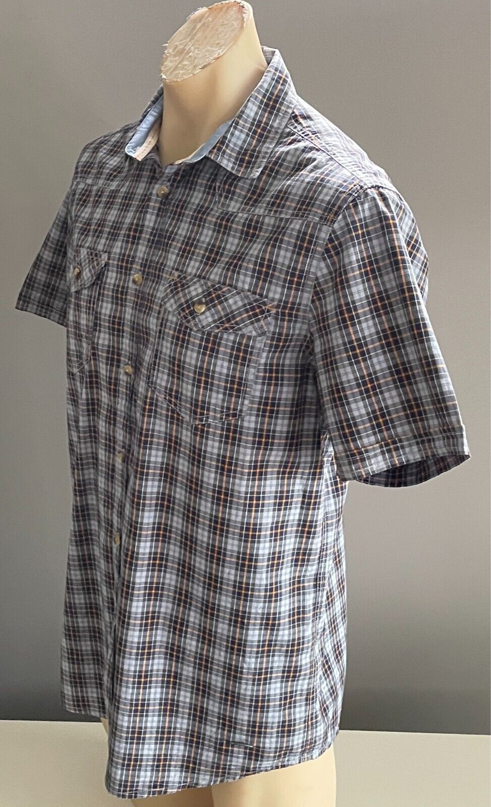 Mens LEE COOPER Shirt Short Sleeve Check Size M Button Front Regular Fit Cotton