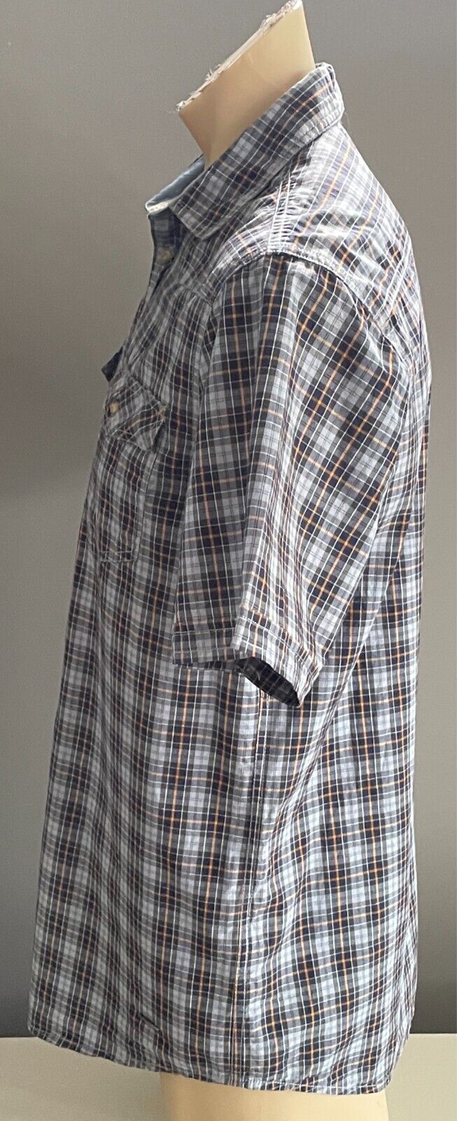 Mens LEE COOPER Shirt Short Sleeve Check Size M Button Front Regular Fit Cotton