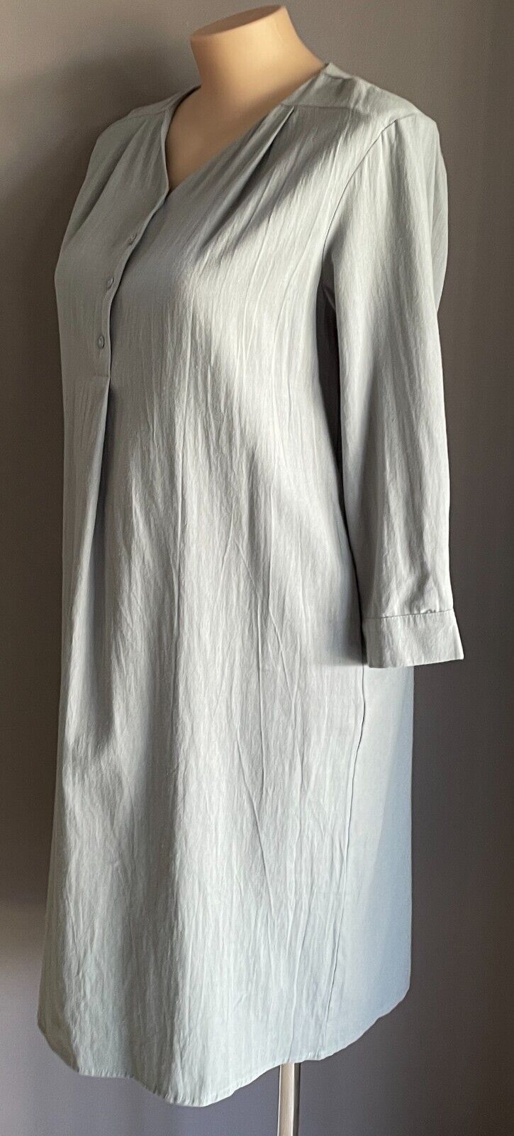 Ms LEE Midi Dress Sage Green V-Neck 3/4 Sleeve Shift Plus Size 20 - 22