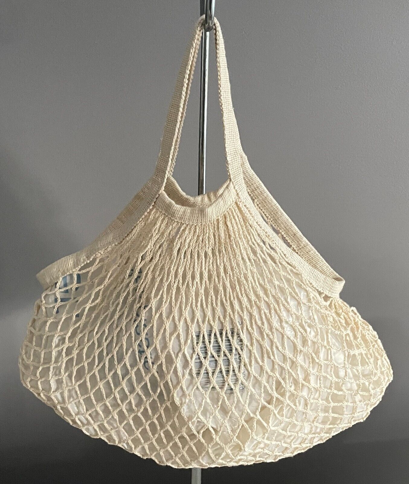 Shopper String Bag Cream Cotton Crochet Eco Friendly Save the Planet 37cm