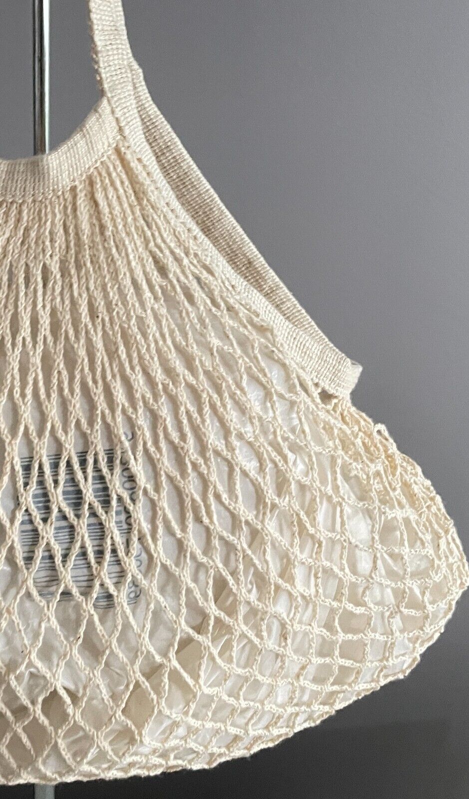 Shopper String Bag Cream Cotton Crochet Eco Friendly Save the Planet 37cm
