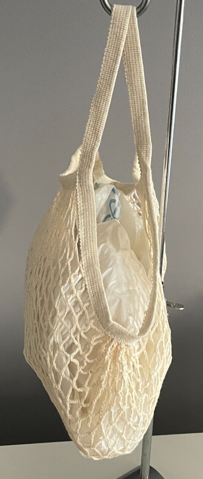 Shopper String Bag Cream Cotton Crochet Eco Friendly Save the Planet 37cm