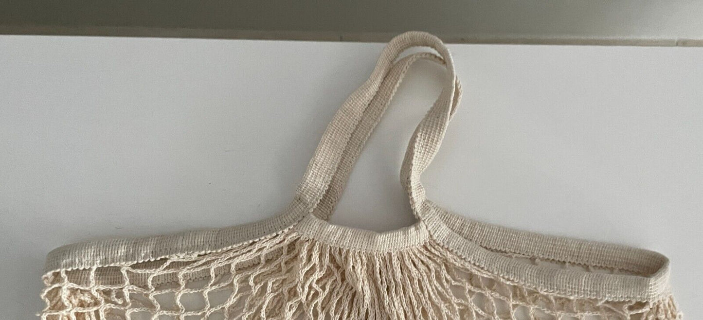 Shopper String Bag Cream Cotton Crochet Eco Friendly Save the Planet 37cm