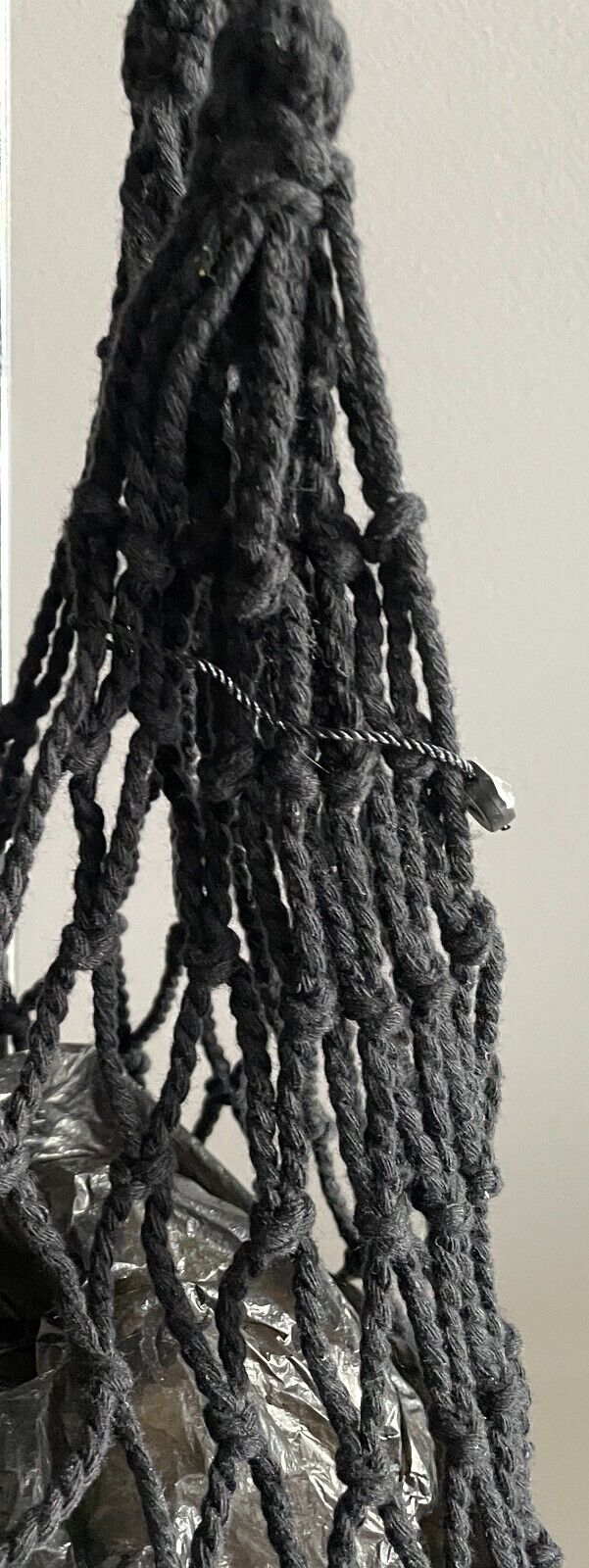 String Bag Black  Shopper Shoulder Tote Cotton Macrame Eco Save the Planet
