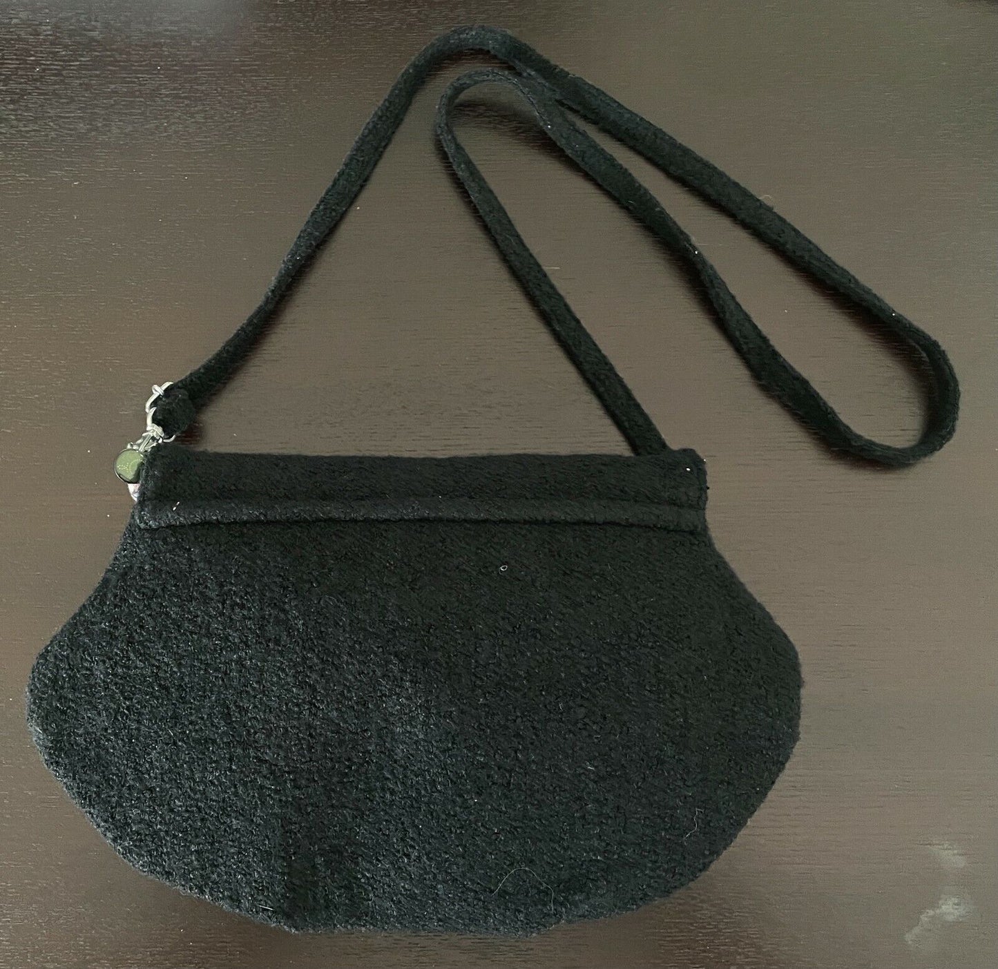 CAMOMILLA MILANO Black Handbag Boucle Fabric Shoulder Clutch Bag w Bow Italy NEW