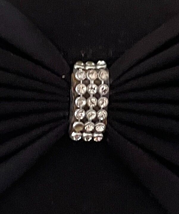 Evening Bag DAMART  "Audrey" Black Satin Look Bow & Crystal Trim Clutch Shoulder