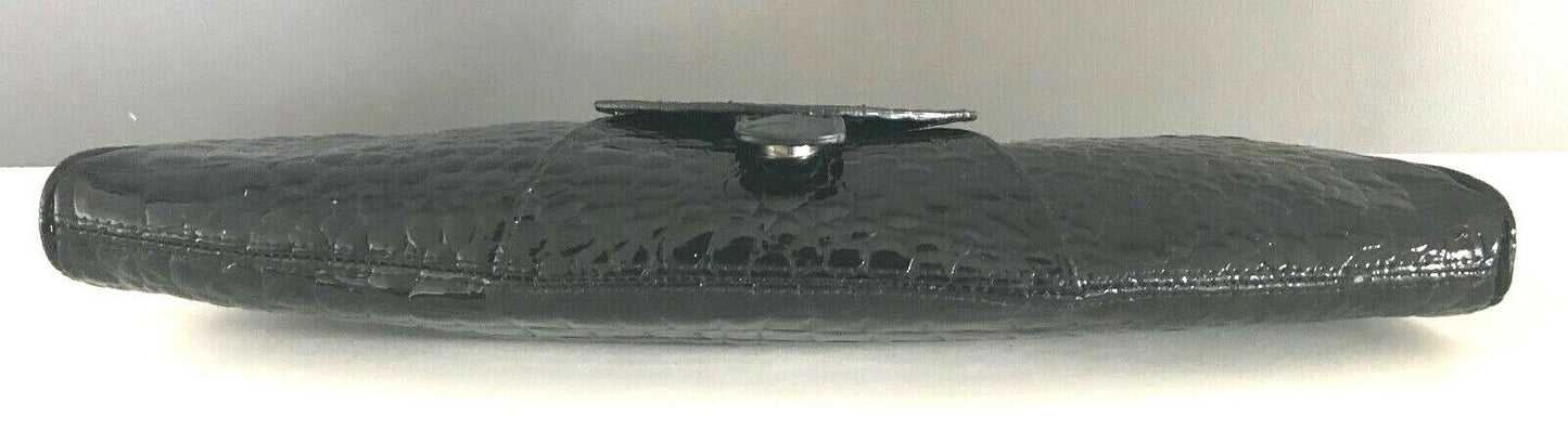 MISS SELFRIDGE Clutch Black Bag Croc Patent Pleather Handbag Vintage Inspired