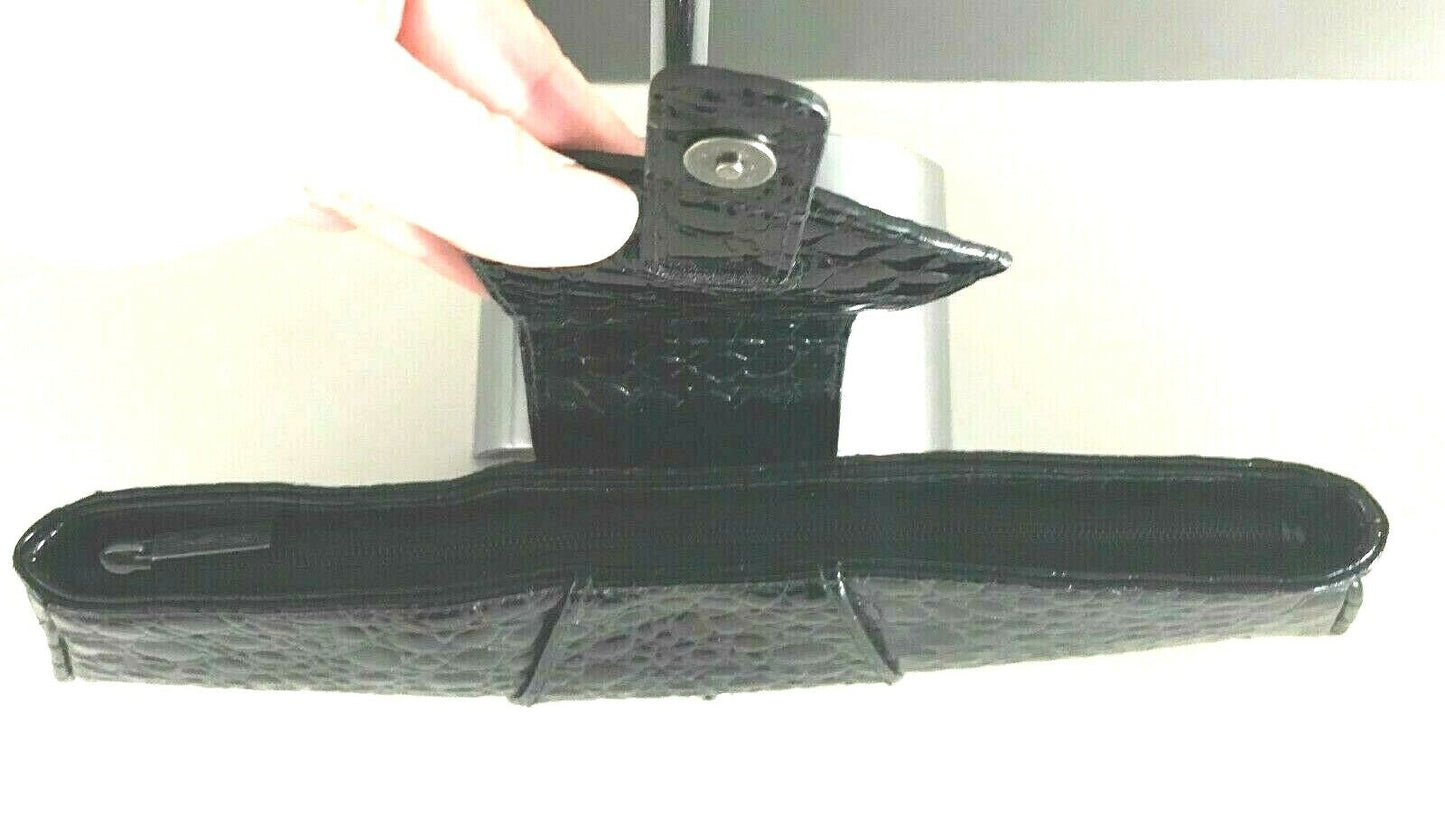 MISS SELFRIDGE Clutch Black Bag Croc Patent Pleather Handbag Vintage Inspired