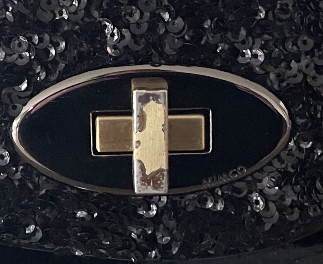 MIMCO Black Shoulder Bag Velvet & Sequins Handbag Cross Body Clutch Purse
