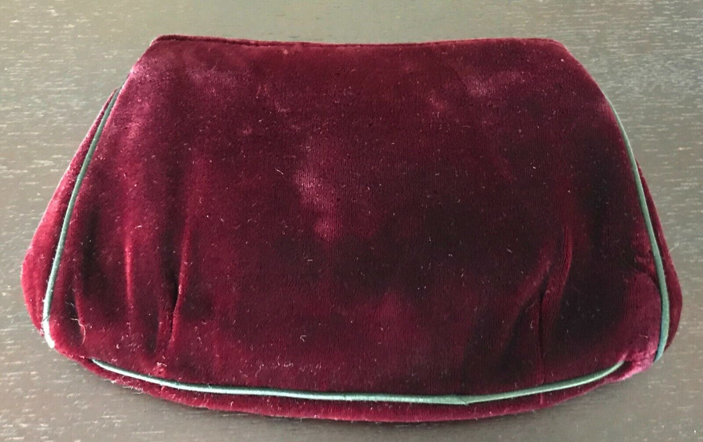 Velvet Clutch Evening Bag Burgundy SHOULDER Strap Black Piping Trim Handbag