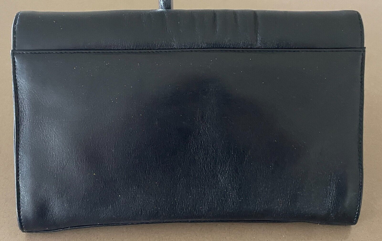 Vintage 1970s SHILTON International Leather Shoulder Bag Black Envelope Clutch