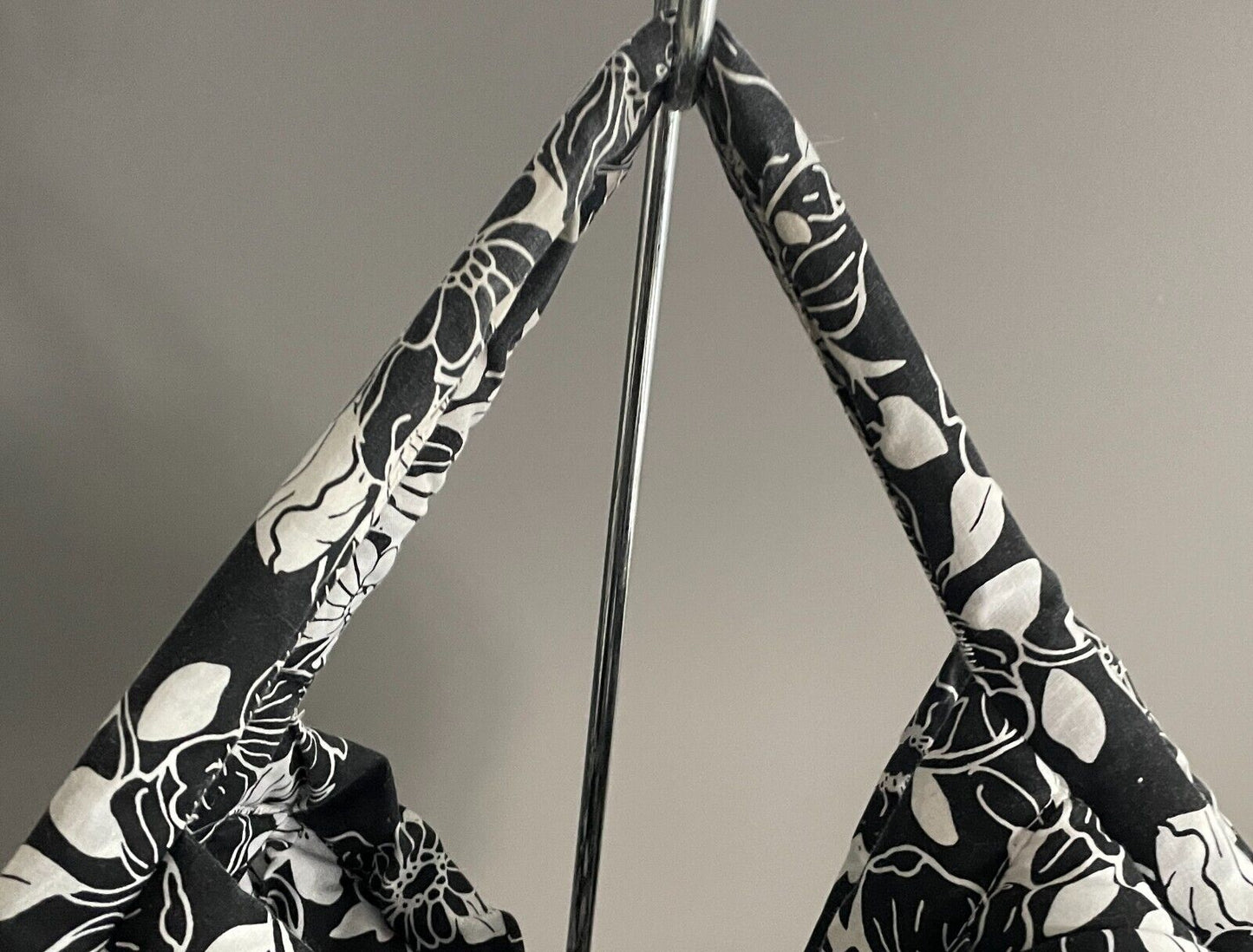 Handmade CLUTCH BAG Black & White Floral Print Fabric Large Size Thick Lining