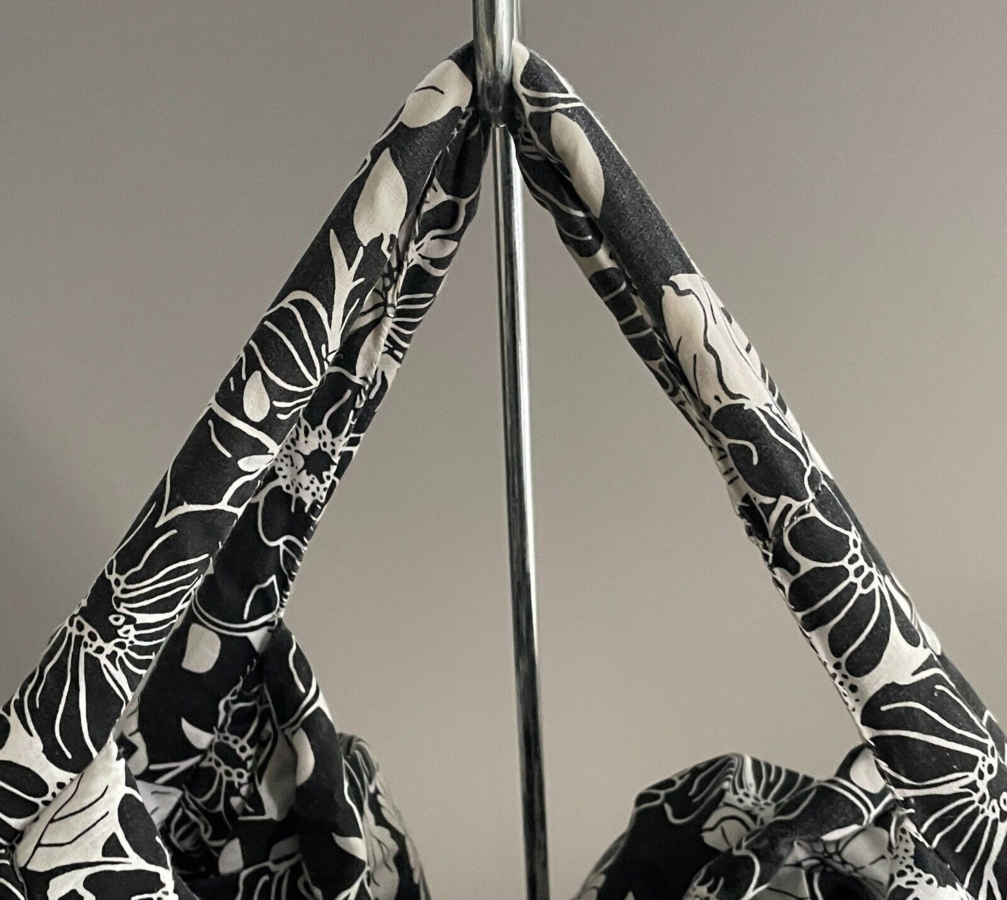 Handmade CLUTCH BAG Black & White Floral Print Fabric Large Size Thick Lining