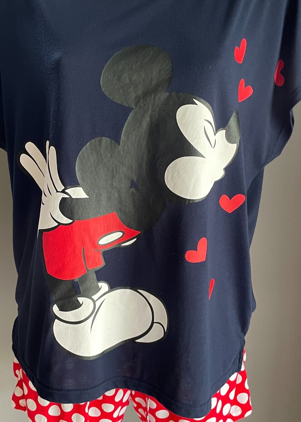 DISNEY Mickey Mouse PJs Pyjama Set T-Shirt & Sleep Shorts Ladies Size M 10 12