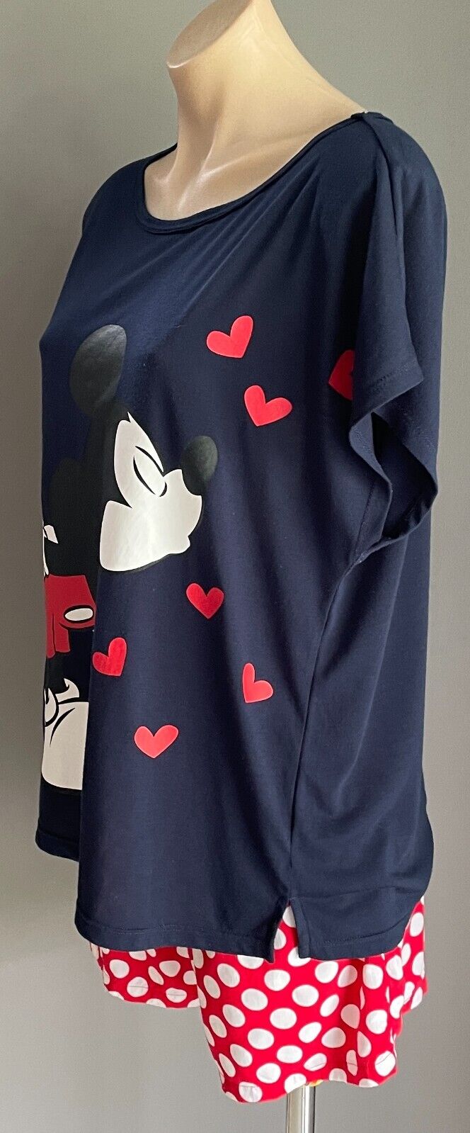 DISNEY Mickey Mouse PJs Pyjama Set T-Shirt & Sleep Shorts Ladies Size M 10 12