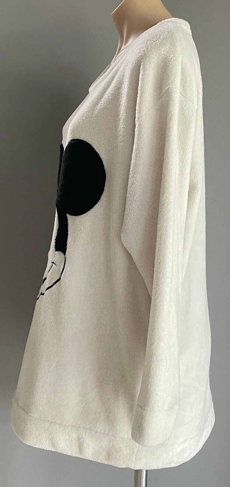 DISNEY Mickey Mouse Fluffy Jumper Dove Grey  Black Polar Fleece L/Sleeve 16 18
