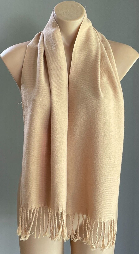 Knit Wool Neck SCARF Camel Wrap Rectangle Shape 25 x 132cm Fringed