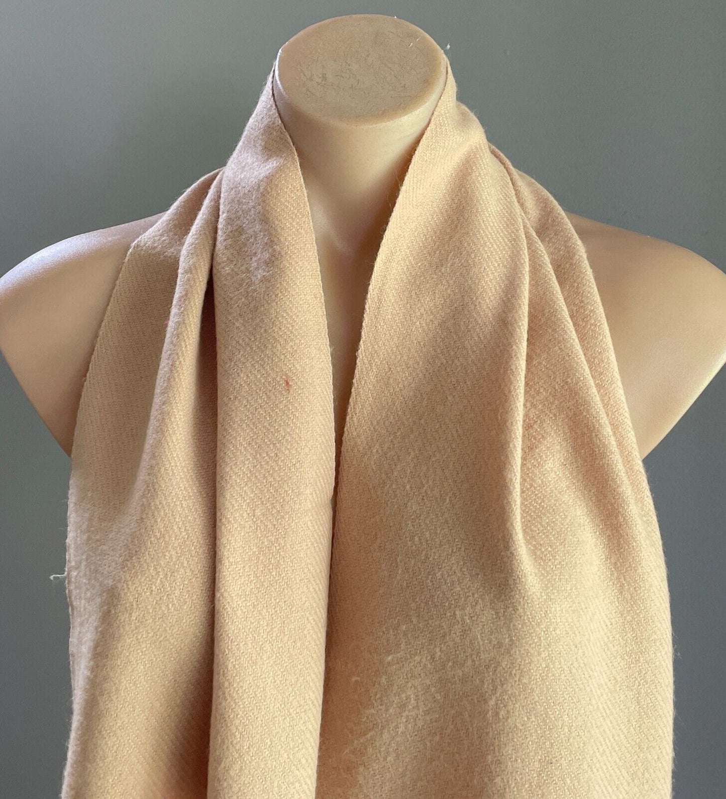 Knit Wool Neck SCARF Camel Wrap Rectangle Shape 25 x 132cm Fringed