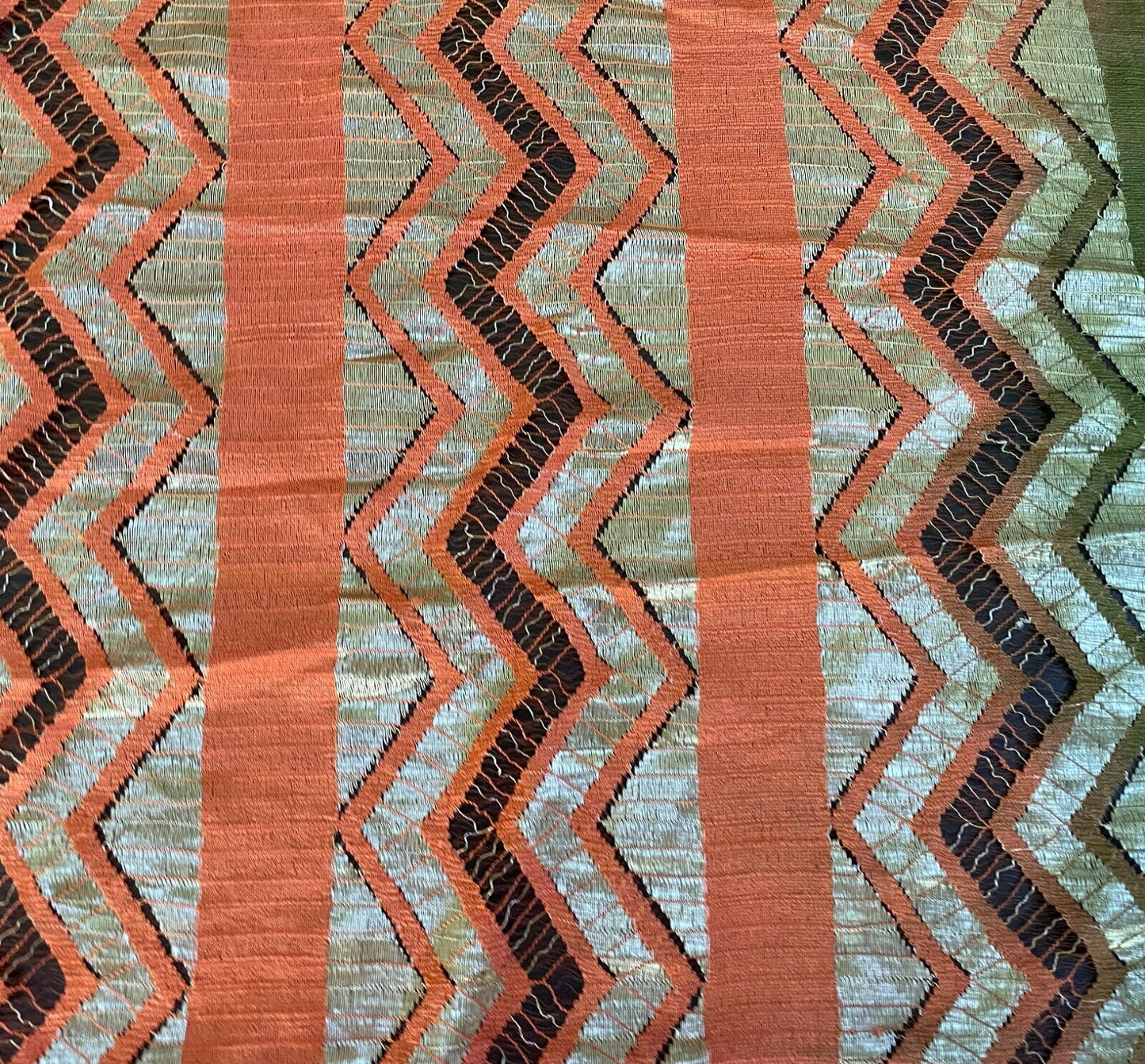 Neck SCARF Fringed Orange Cerise Khaki Gold Zig Zag Polka Dot Rectangle Stunning