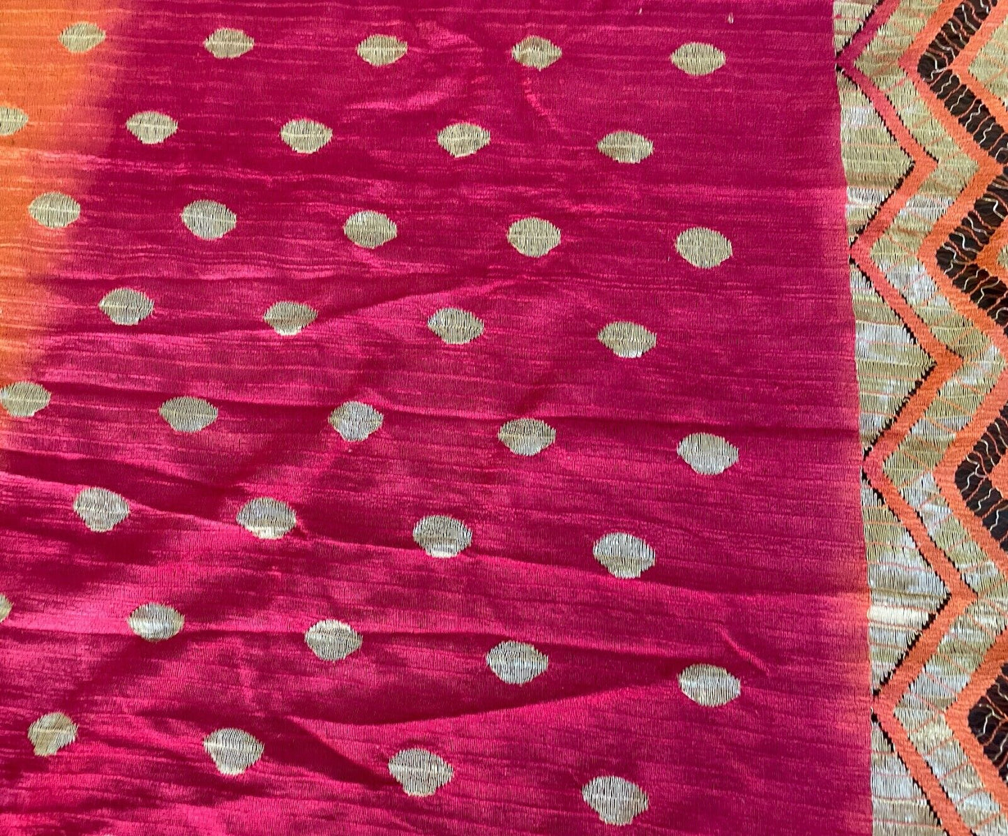Neck SCARF Fringed Orange Cerise Khaki Gold Zig Zag Polka Dot Rectangle Stunning