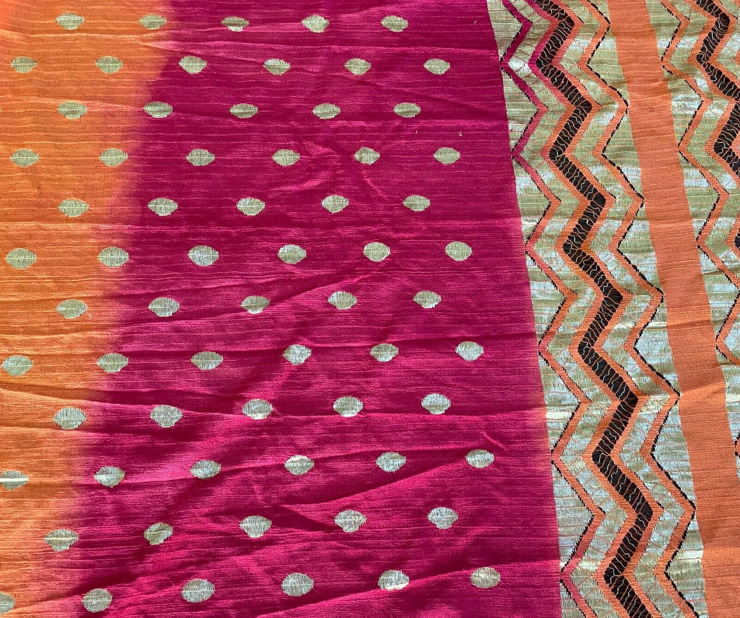 Neck SCARF Fringed Orange Cerise Khaki Gold Zig Zag Polka Dot Rectangle Stunning