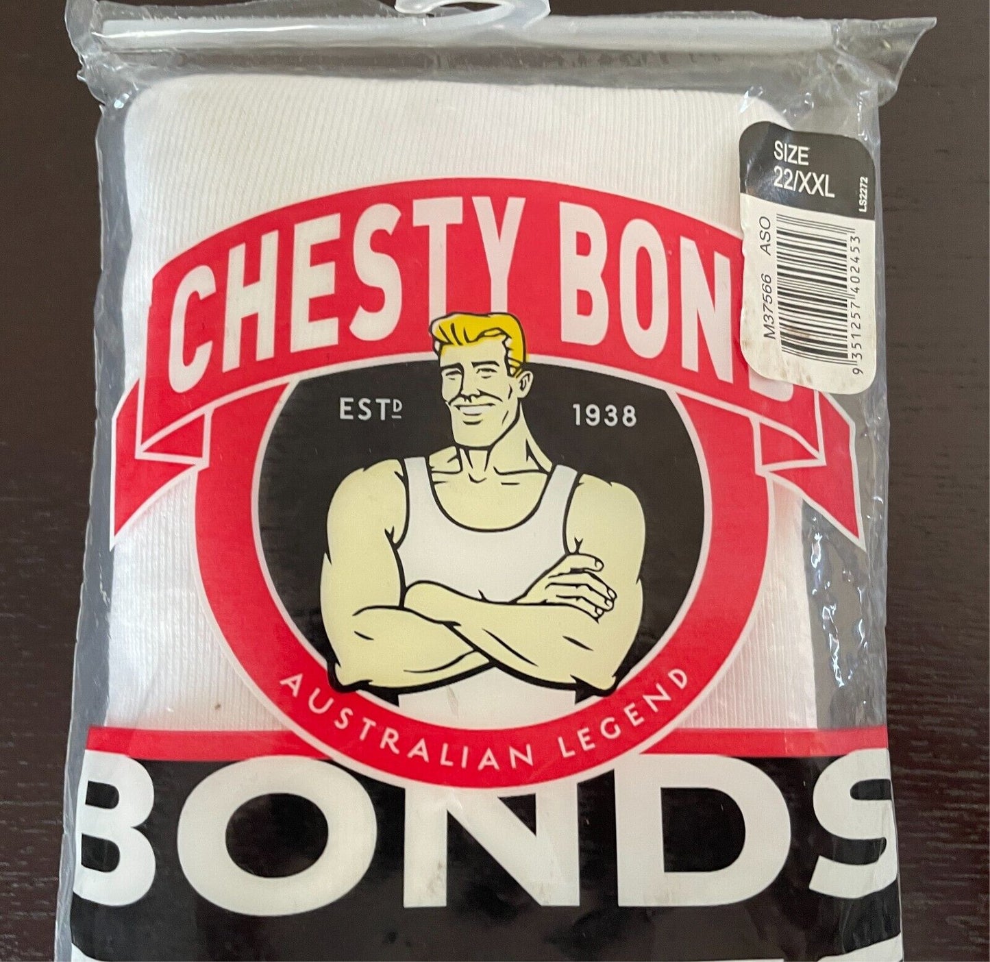 BONDS "Chesty Bond" White Sleeveless Cotton Ribbed Size 22/XXL - New in Pack!