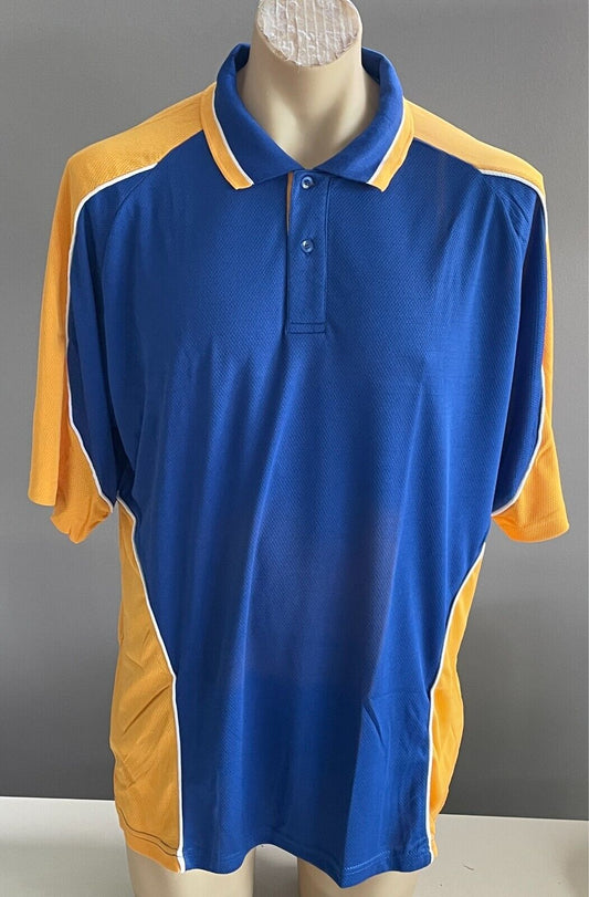 LW REID LWR Polo Shirt Royal Blue Yellow Short Sleeve Mens 24 3XL Chest 115cm