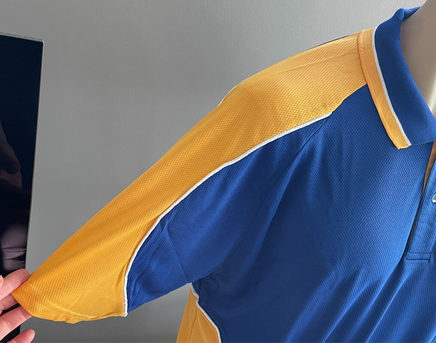 LW REID LWR Polo Shirt Royal Blue Yellow Short Sleeve Mens 24 3XL Chest 115cm