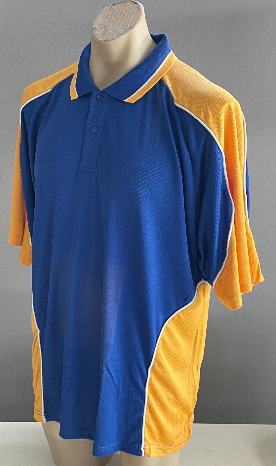 LW REID LWR Polo Shirt Royal Blue Yellow Short Sleeve Mens 24 3XL Chest 115cm