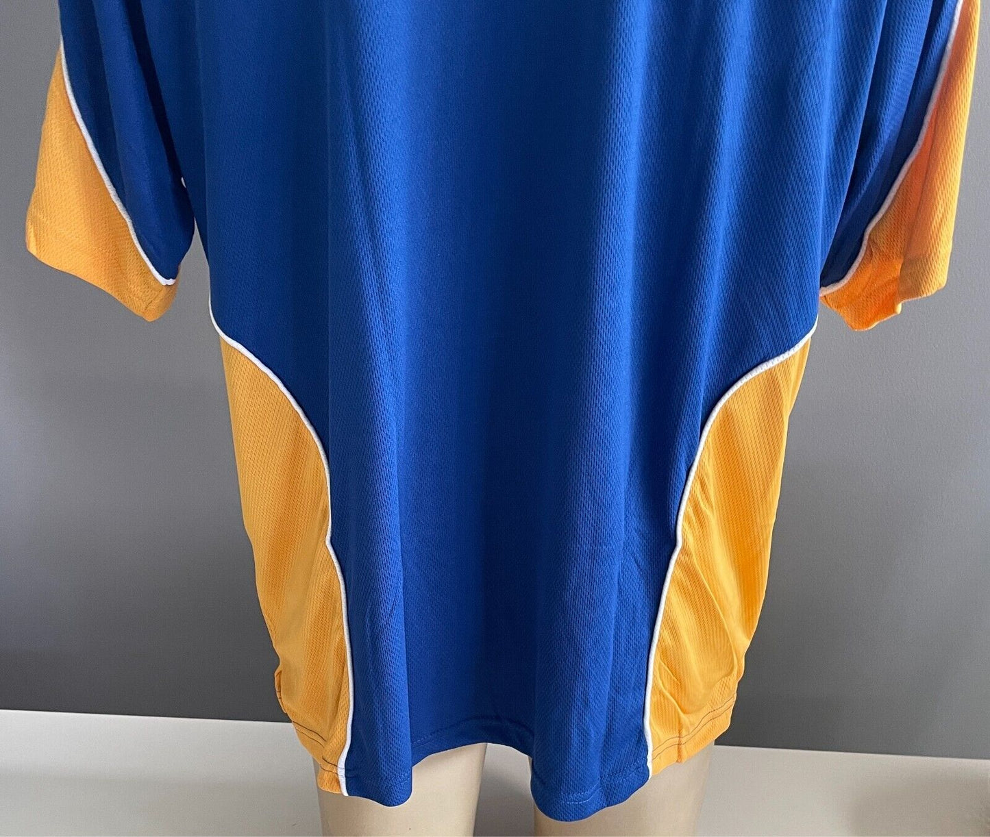 LW REID LWR Polo Shirt Royal Blue Yellow Short Sleeve Mens 24 3XL Chest 115cm