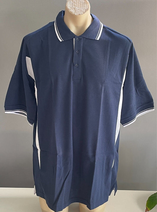 LW REID LWR Polo Shirt  Navy & White Unisex Short Sleeve Size 26 4XL Chest 120cm