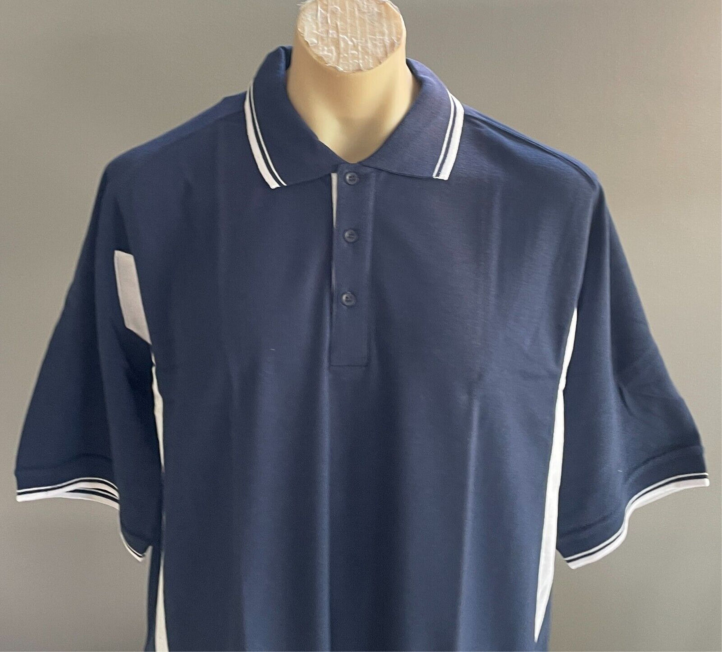 LW REID LWR Polo Shirt  Navy & White Unisex Short Sleeve Size 26 4XL Chest 120cm
