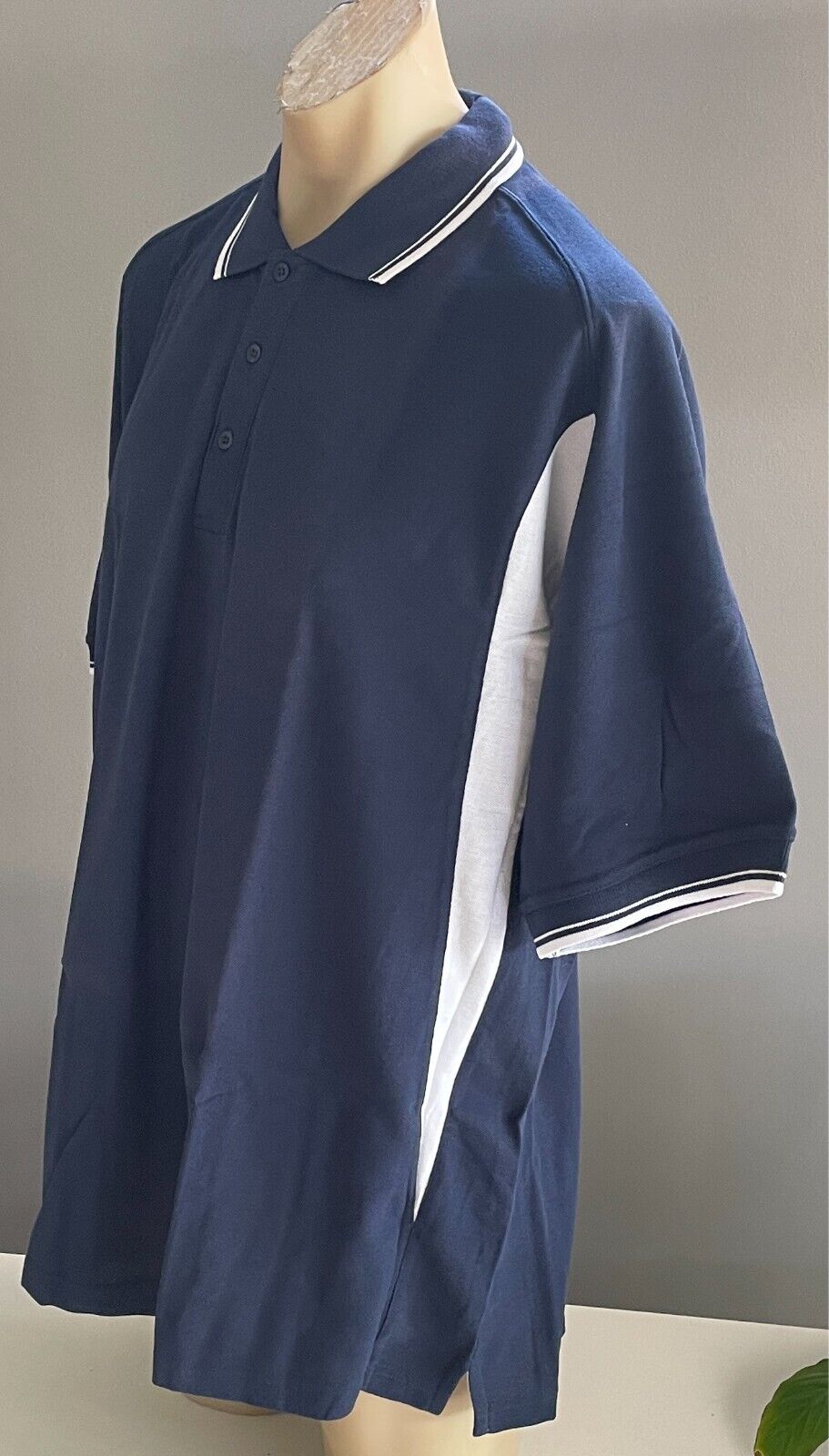 LW REID LWR Polo Shirt  Navy & White Unisex Short Sleeve Size 26 4XL Chest 120cm