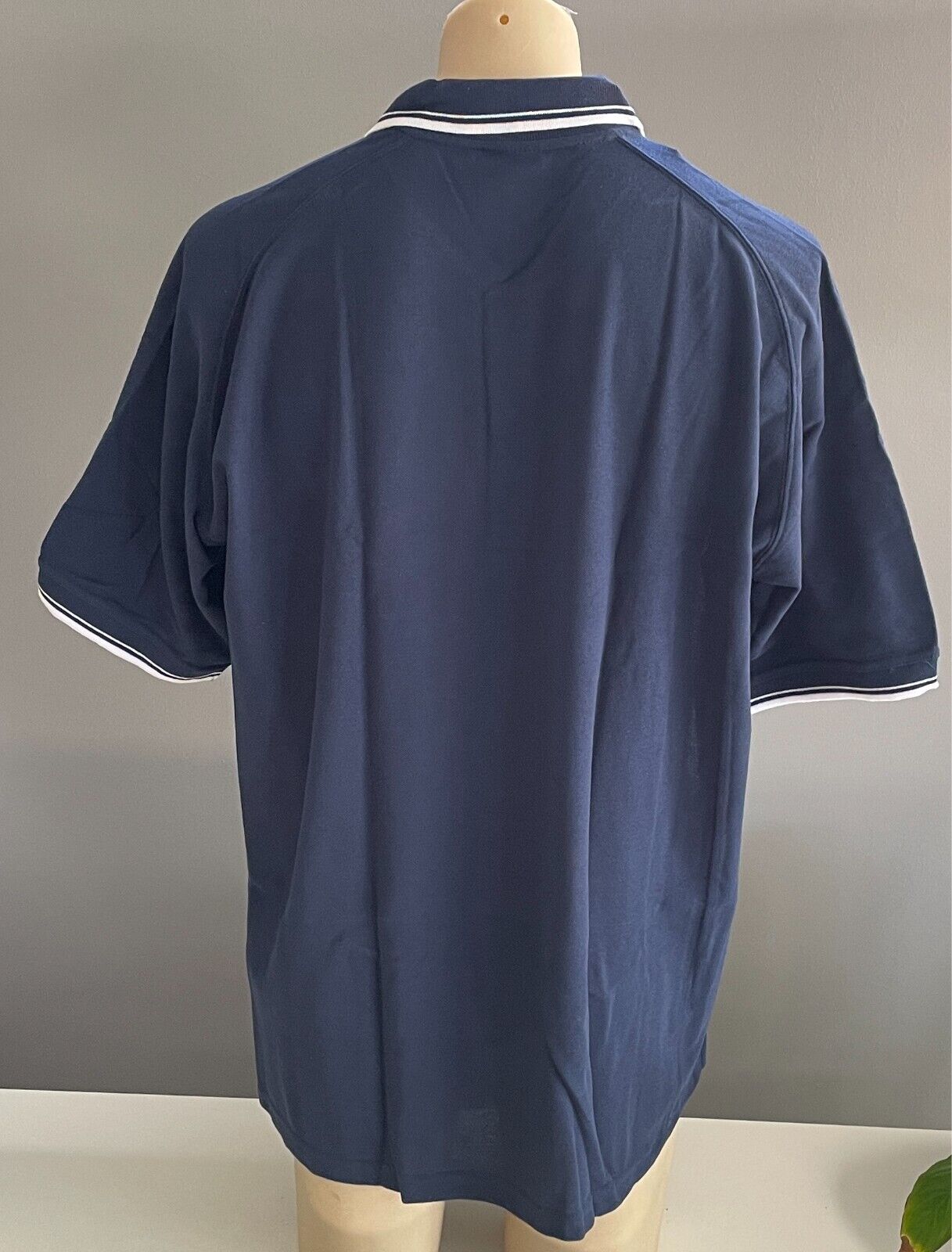 LW REID LWR Polo Shirt  Navy & White Unisex Short Sleeve Size 26 4XL Chest 120cm