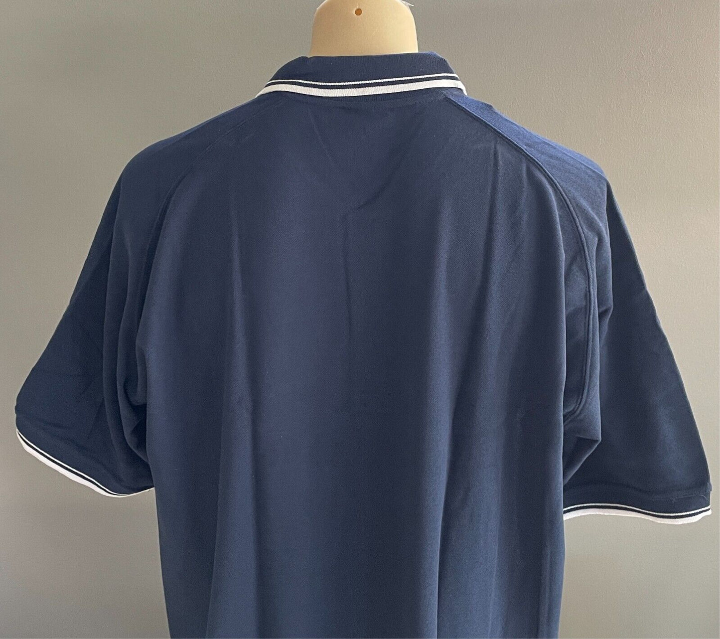 LW REID LWR Polo Shirt  Navy & White Unisex Short Sleeve Size 26 4XL Chest 120cm
