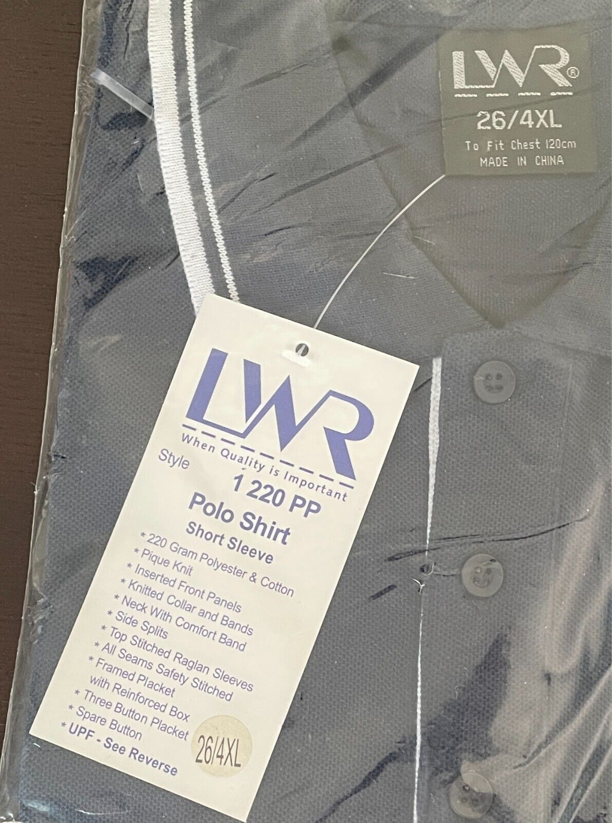 LW REID LWR Polo Shirt  Navy & White Unisex Short Sleeve Size 26 4XL Chest 120cm