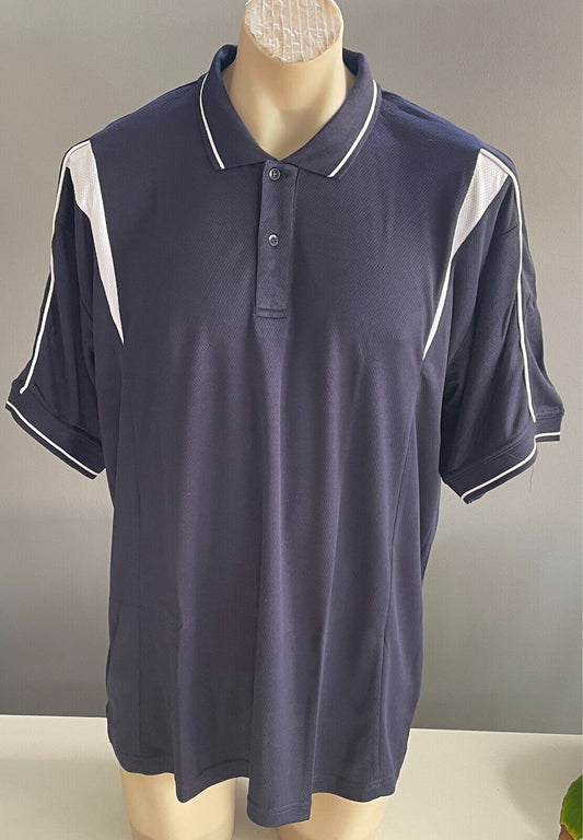 LW REID LWR Polo Shirt Dark Navy White Short Sleeve Size 24 3XL Chest 115cm NEW