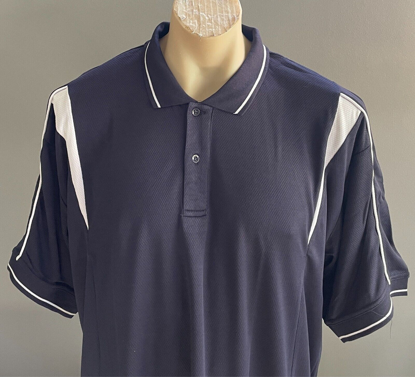 LW REID LWR Polo Shirt Dark Navy White Short Sleeve Size 24 3XL Chest 115cm NEW