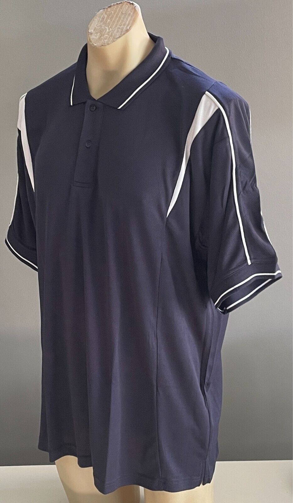 LW REID LWR Polo Shirt Dark Navy White Short Sleeve Size 24 3XL Chest 115cm NEW
