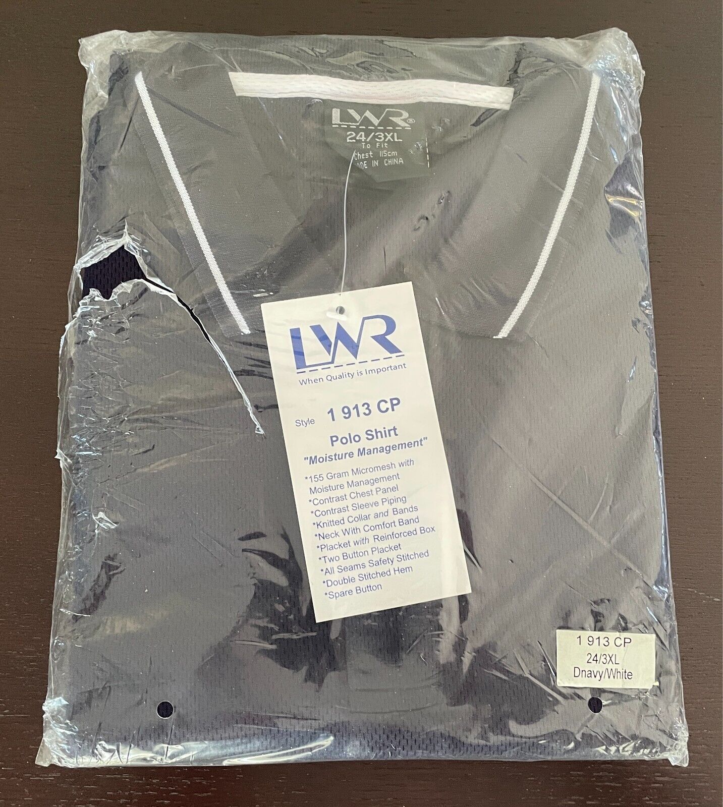 LW REID LWR Polo Shirt Dark Navy White Short Sleeve Size 24 3XL Chest 115cm NEW