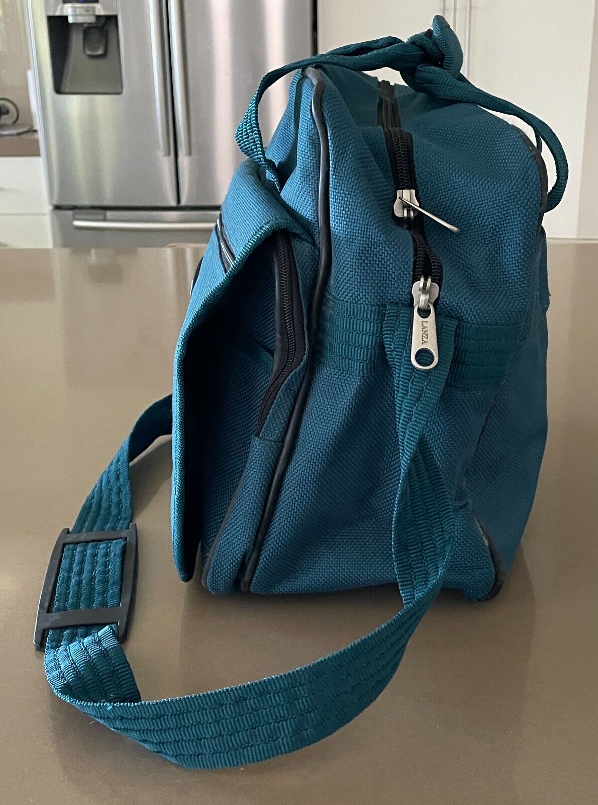 Vintage LANZA Cabin Bag Heritage Green Canvas Travel Overnight w Shoulder Strap