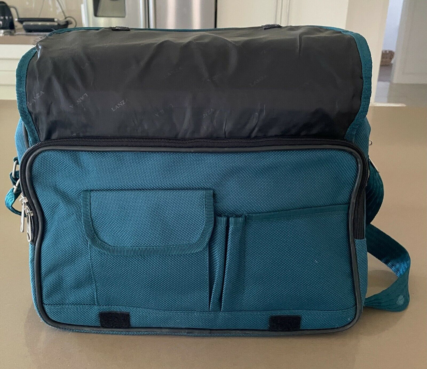 Vintage LANZA Cabin Bag Heritage Green Canvas Travel Overnight w Shoulder Strap