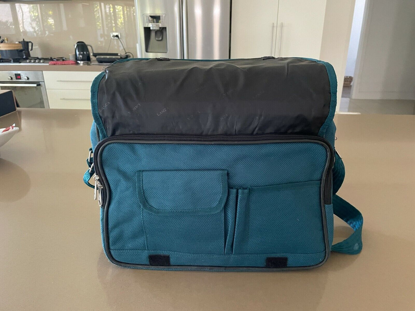 Vintage LANZA Cabin Bag Heritage Green Canvas Travel Overnight w Shoulder Strap